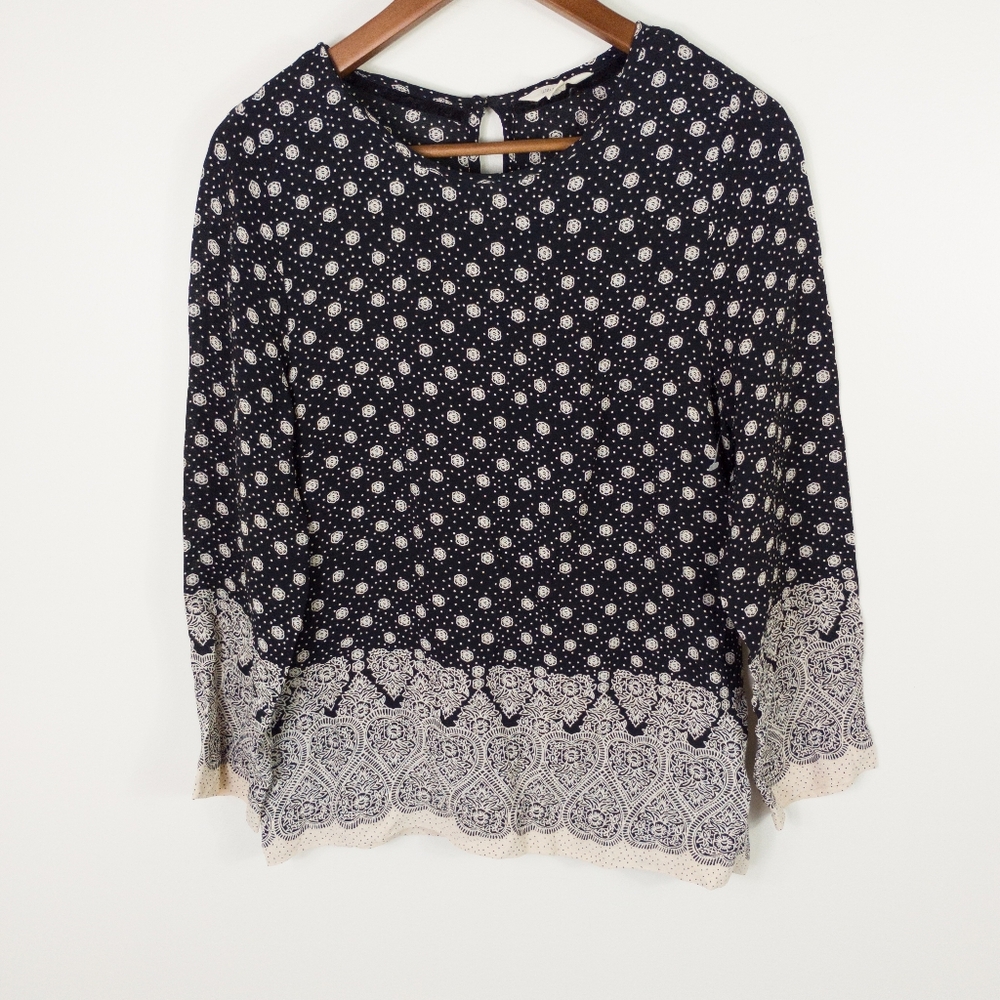 White Stuff Black Print Top Size UK 10 Euro 38